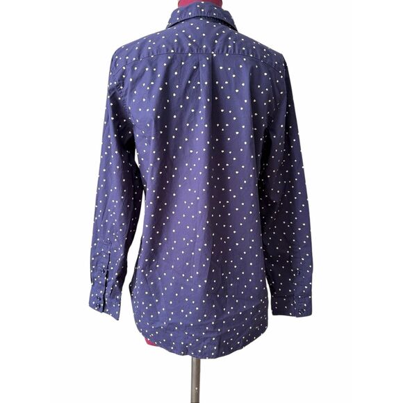 Garnet Hill Button Down Shirt Polka Dot Blue Preppy Career size 8 - Picture 3 of 11